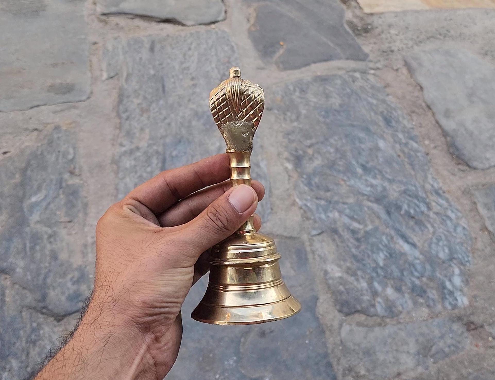 Hindu Ritual Bell Ghanti With Guardian Deity, For Inviting The Divine And Dispelling Negative Aura