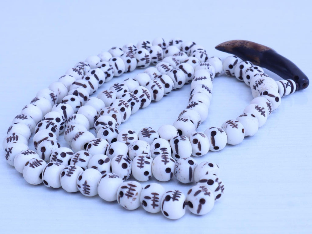 Tibetan Hand Carved Bone Skull Bead Mala