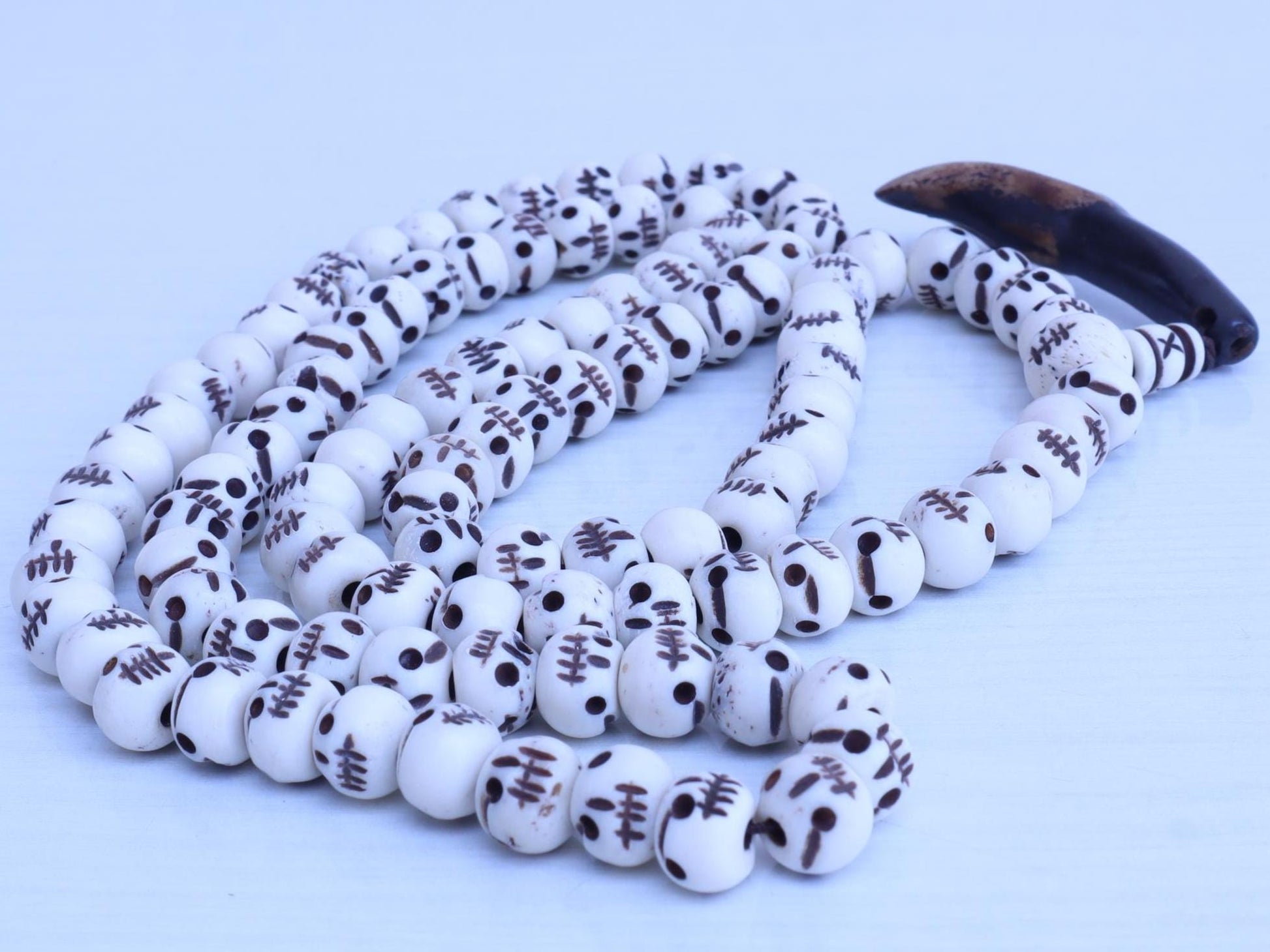 Tibetan Hand Carved Bone Skull Bead Mala