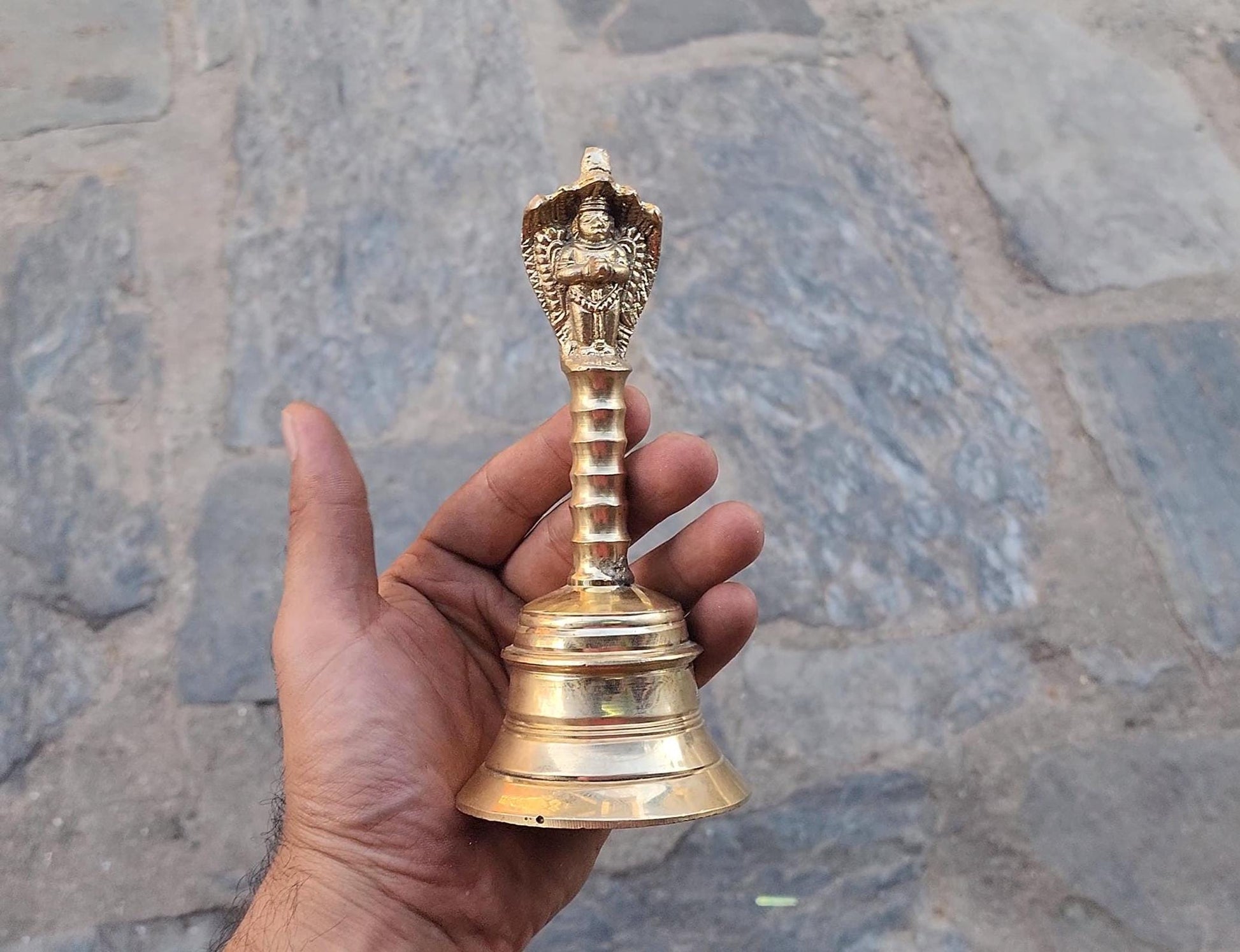 Hindu Ritual Bell Ghanti With Guardian Deity, For Inviting The Divine And Dispelling Negative Aura