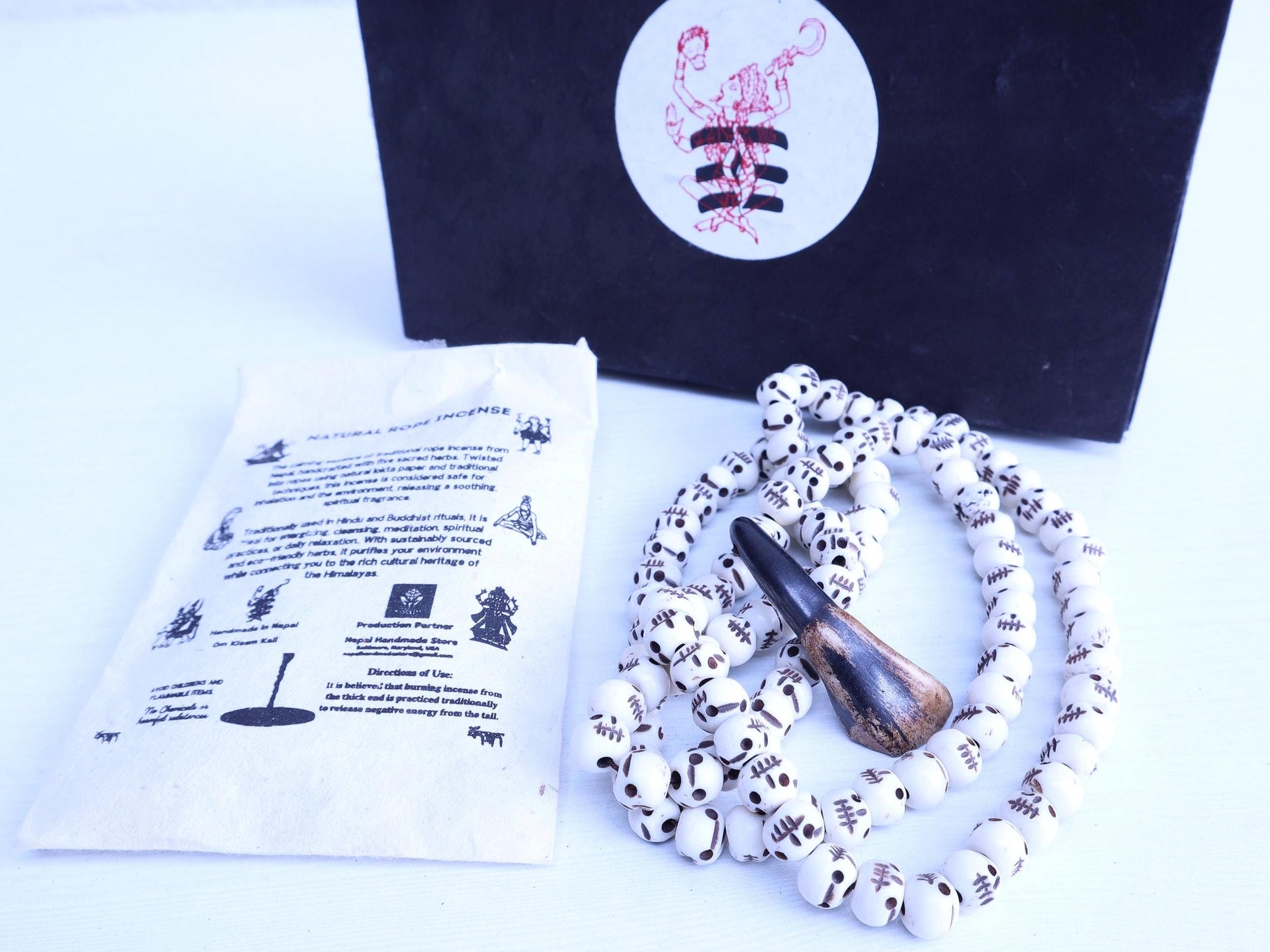 Tibetan Hand Carved Bone Skull Bead Mala