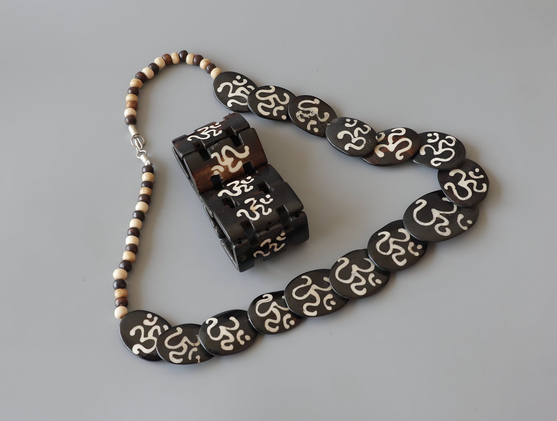 Tibetan Bone Necklace And Bracelet Set