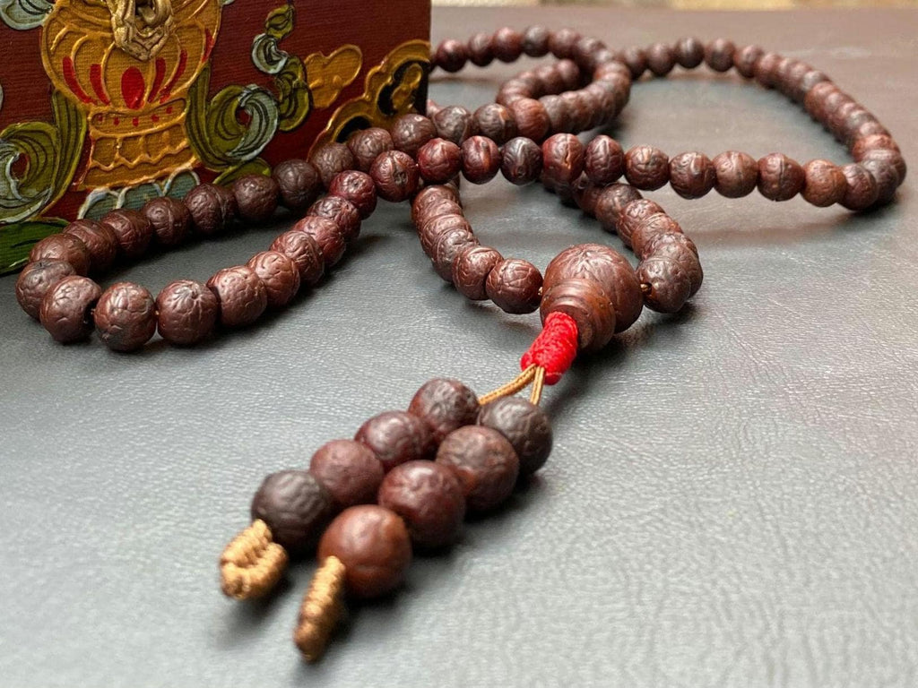 Bodhi Seed 9mm Beads, Premium Tibetan 108 Buddha Chitta Mala From Timal Nepal, Natural Phoenix Eye Prayer Beads