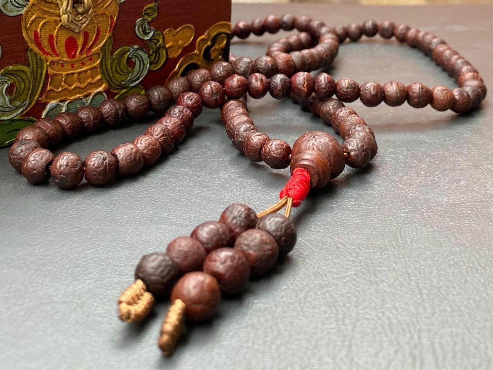Bodhi Seed 9mm Beads, Premium Tibetan 108 Buddha Chitta Mala From Timal Nepal, Natural Phoenix Eye Prayer Beads