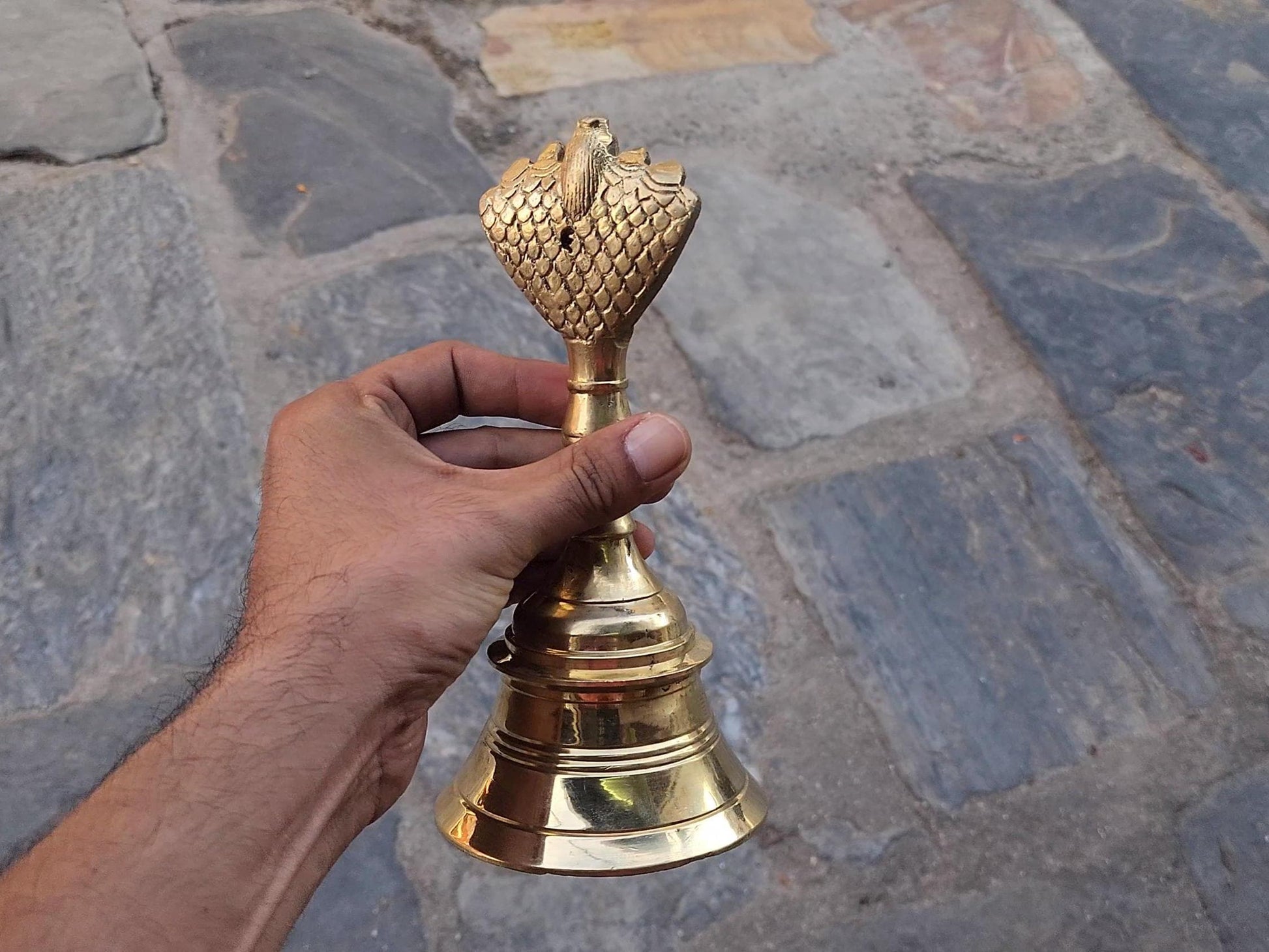 Hindu Ritual Bell Ghanti With Guardian Deity, For Inviting The Divine And Dispelling Negative Aura