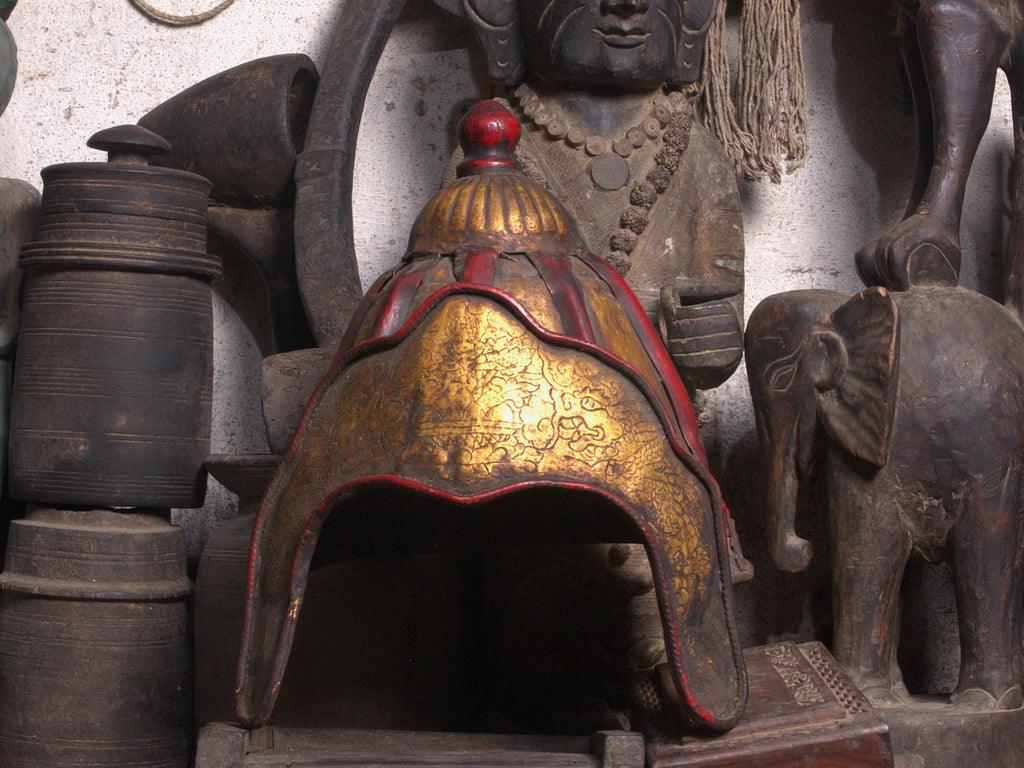 Rare Century Old Antique Buddhist Monk Cap: Sacred Artifact From A Remote Himalayan Monastery, Collector Museum Grade Buddha Artifact