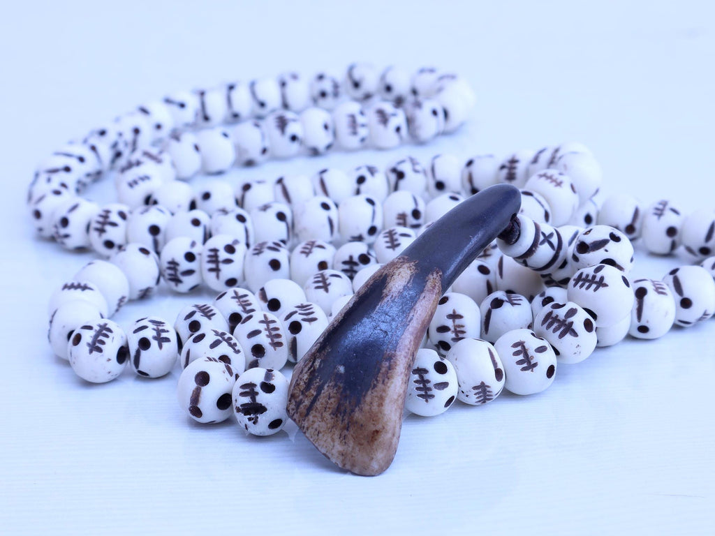 Tibetan Hand Carved Bone Skull Bead Mala