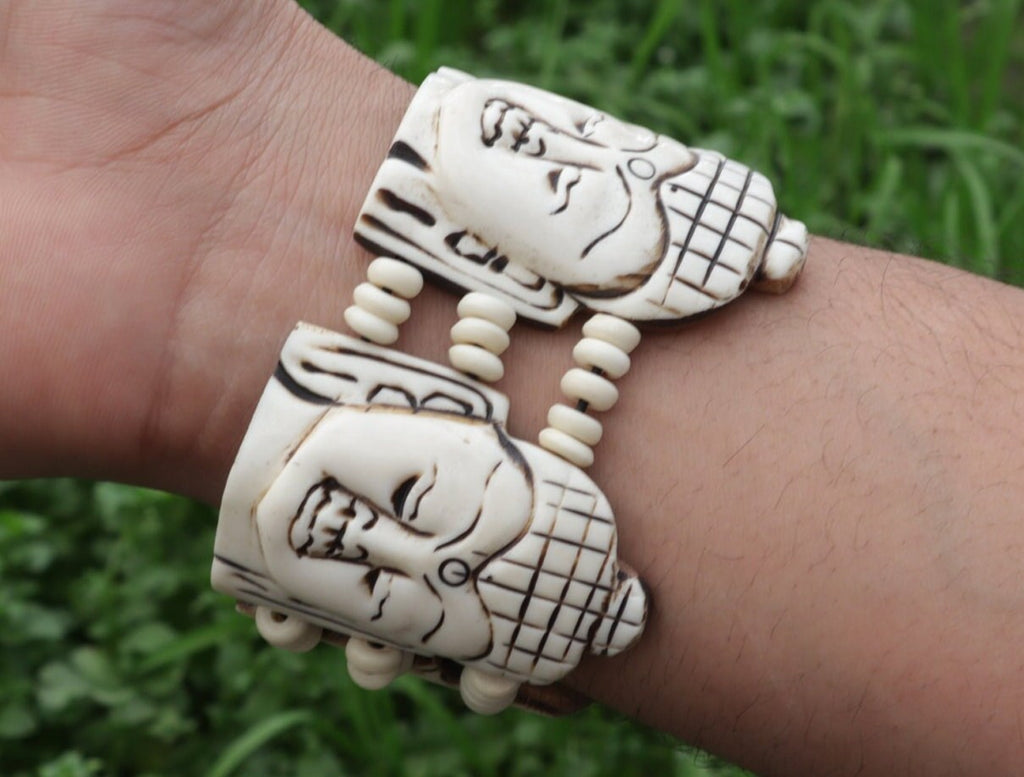 Yak Bone Om Buddha Necklace Jewelry And Bracelet Set