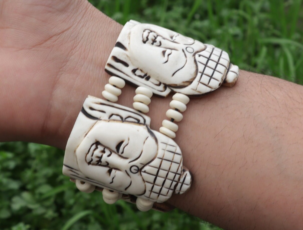 Yak Bone Om Buddha Necklace Jewelry And Bracelet Set