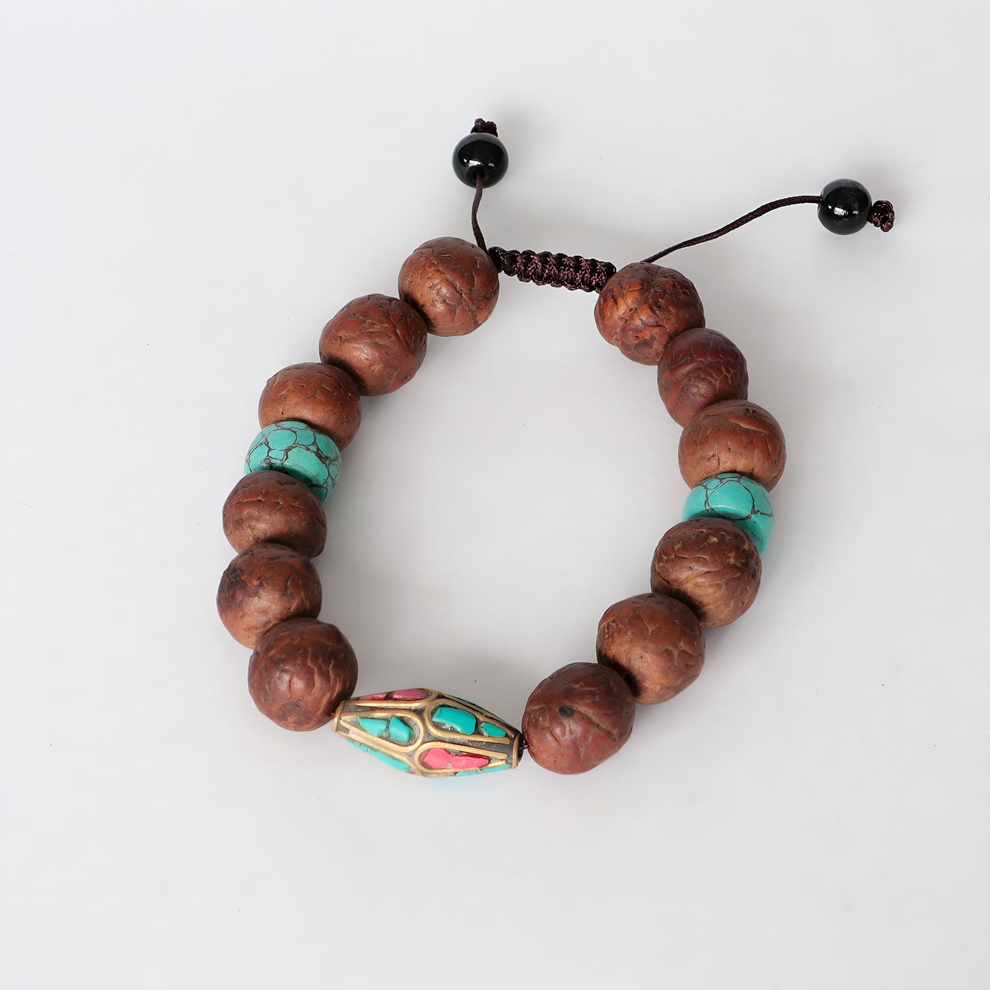 Bodhi Seed Buddhachitta Bracelet, Natural Stones And Seed Adjustable Prayer Beads, Natural Hindu-Buddhist Bracelet