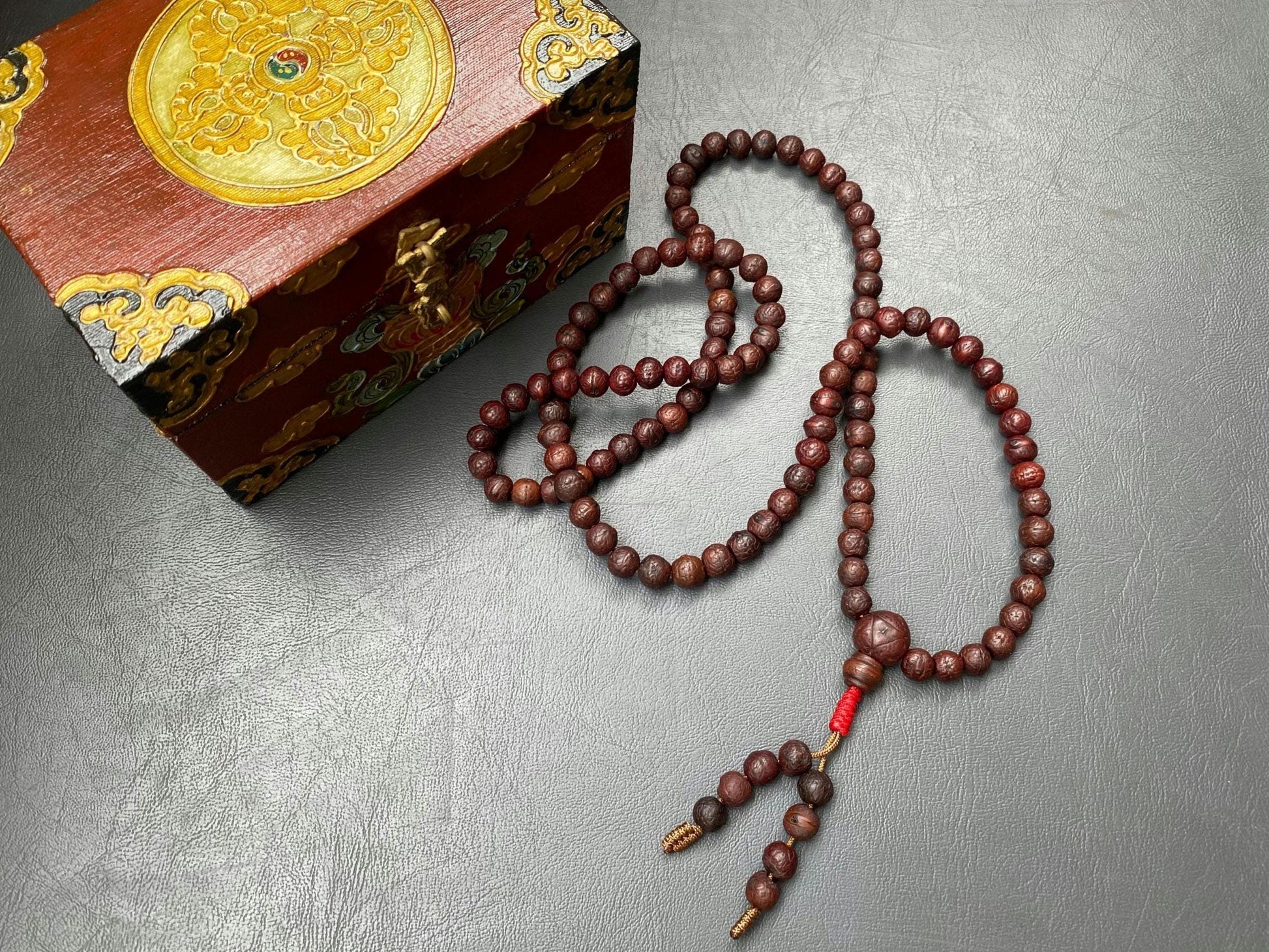 Bodhi Seed 9mm Beads, Premium Tibetan 108 Buddha Chitta Mala From Timal Nepal, Natural Phoenix Eye Prayer Beads