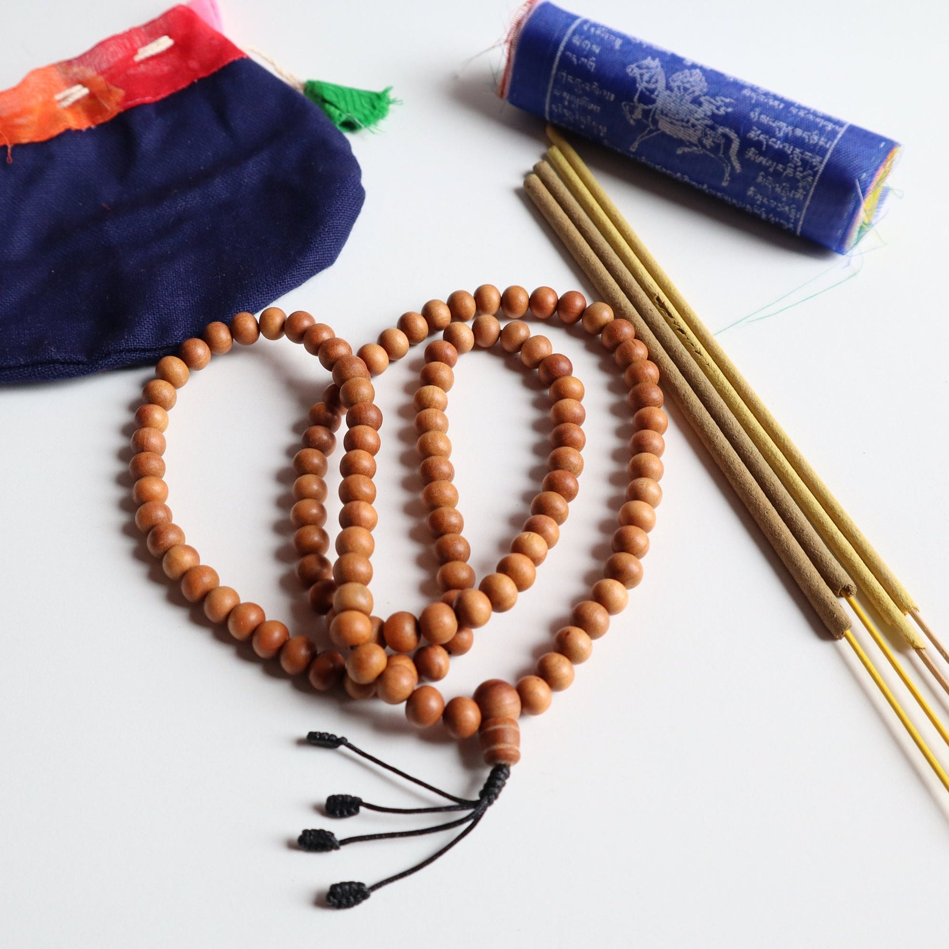 Sandalwood Mala Necklace 8mm with 108+1 beads
