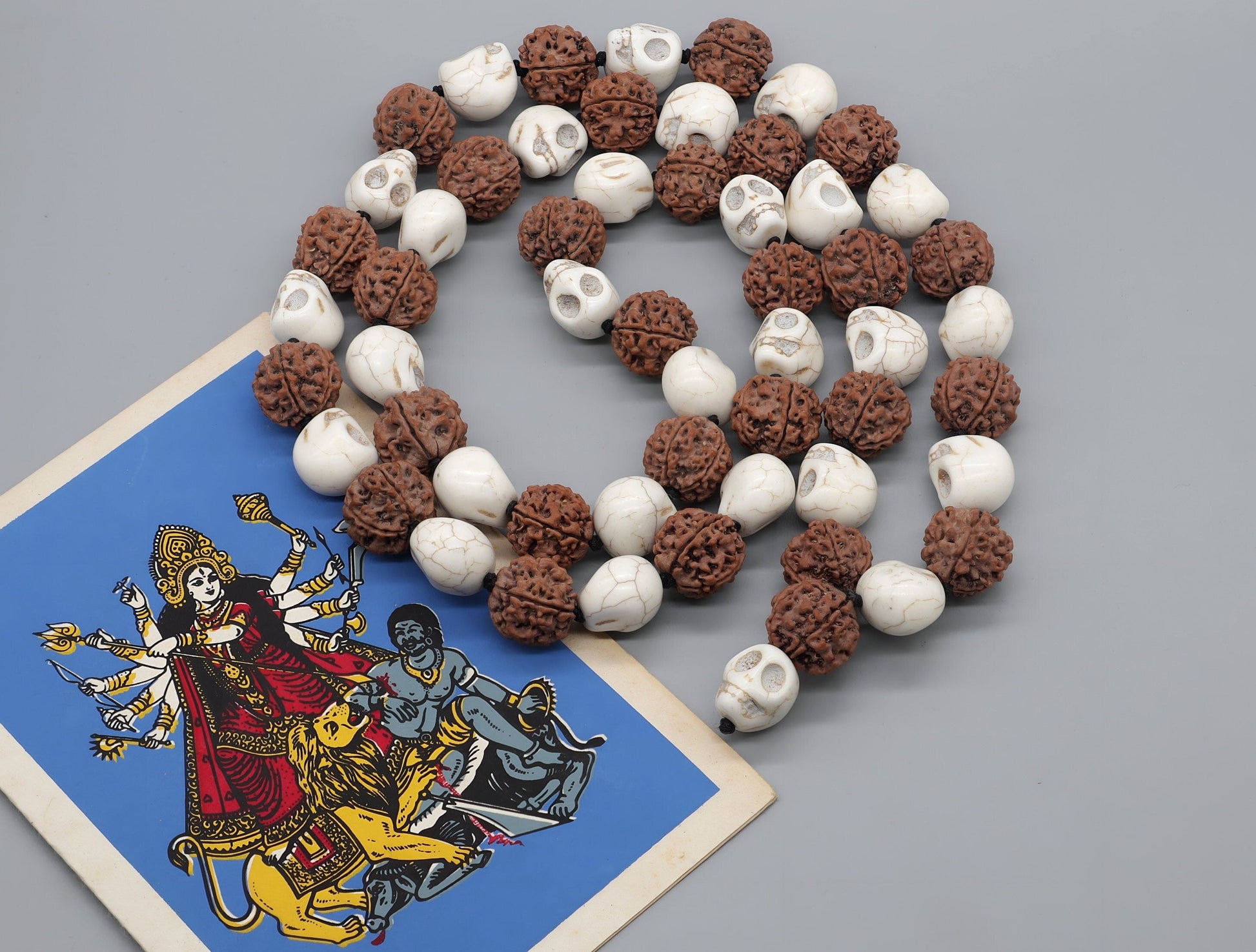 Om Kali Japa Mala, 54+1 Rosary Beads Necklace