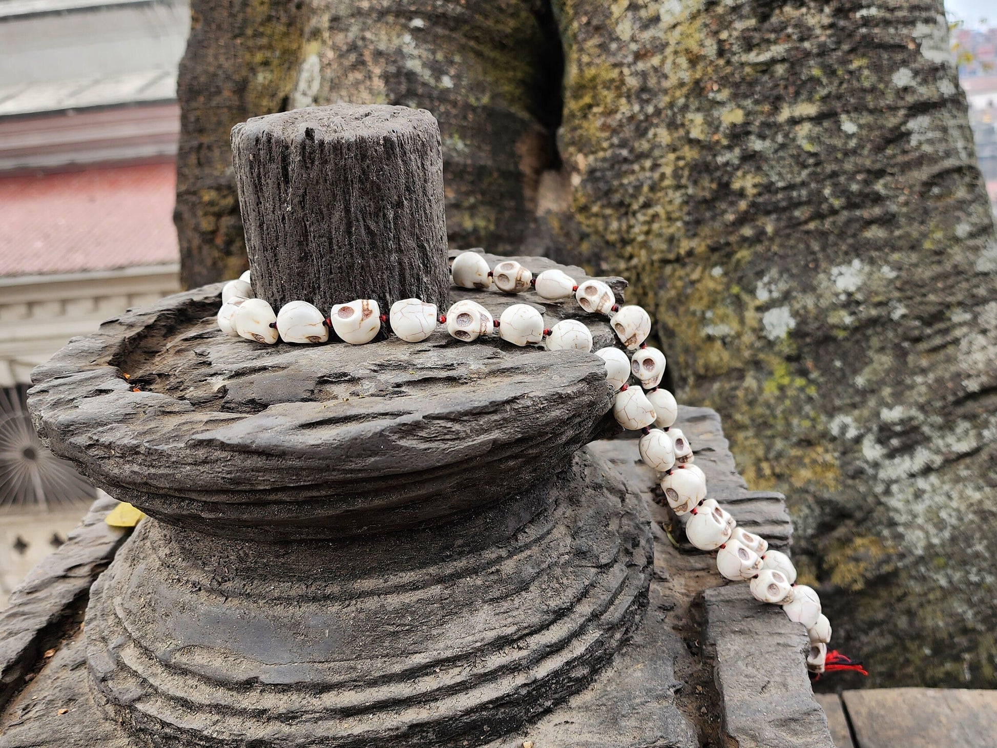 White Howlite Skull Meditation Yoga Beads, Ma Kali Prayer Beads