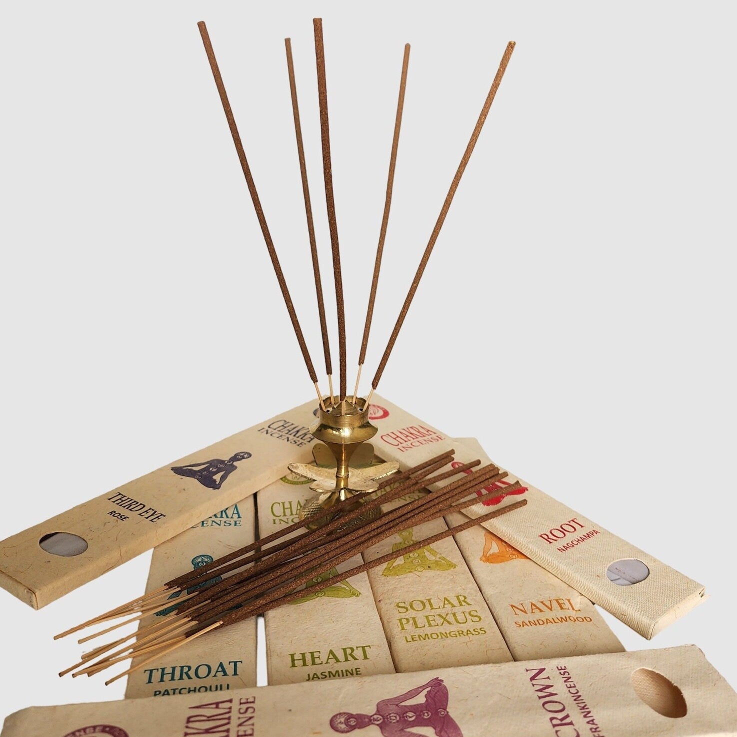 Seven Chakra Incense Pack, Pack of 7, Free Holder