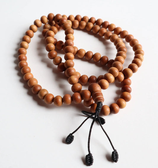 Traditional Bodhi seed prayer mala beads with black tassel