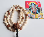 Om Kali Mala, Howlite Skull & Rudraksha Beads Necklace