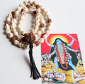 Om Kali Mala, Howlite Skull & Rudraksha Beads Necklace