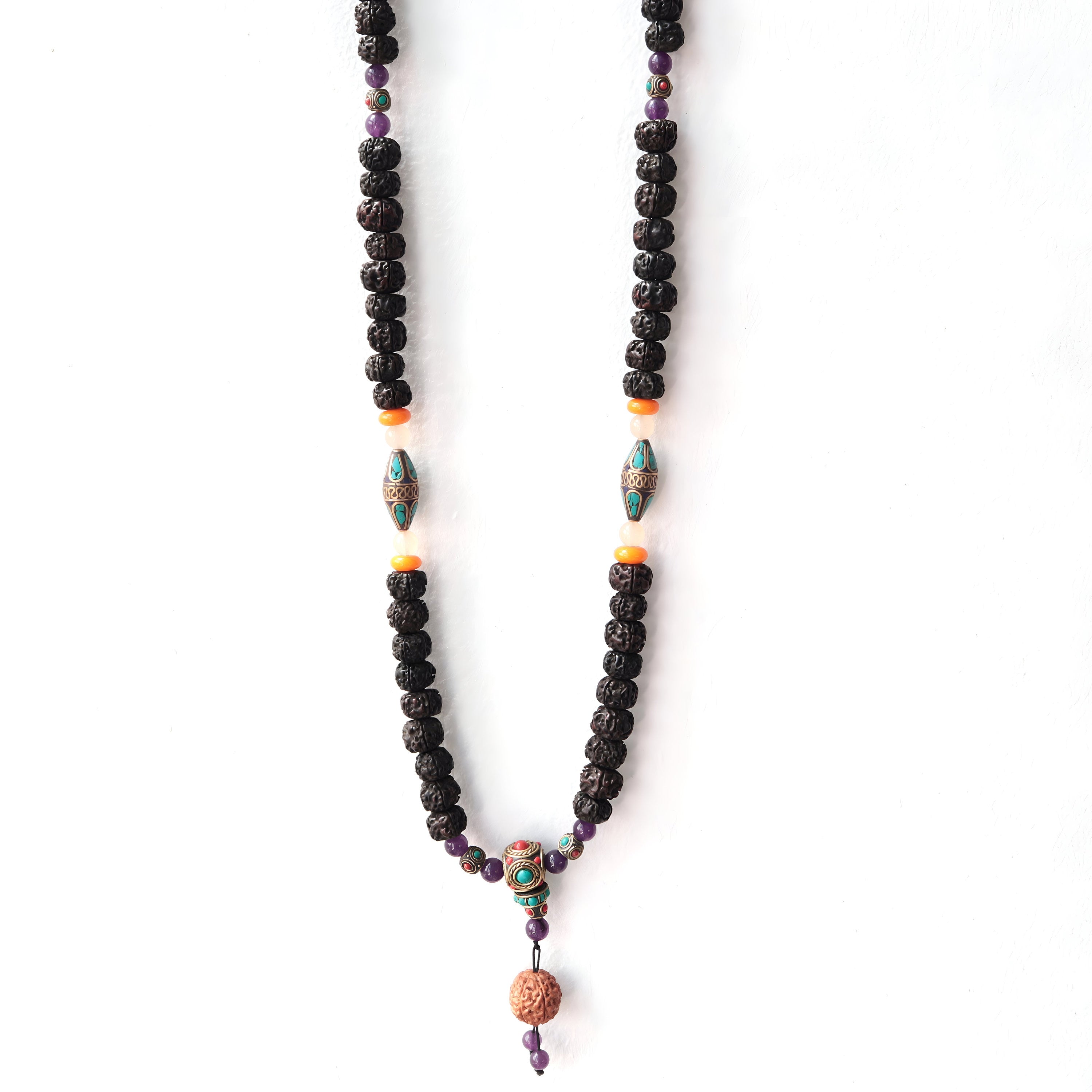 Tibetan Rudraksha Mala: Natural Stone Shiva Necklace