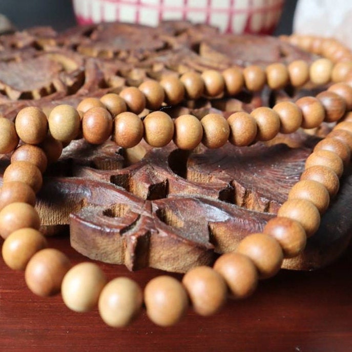 Authentic Sandalwood Meditation Necklace 108 Prayer Beads For Mantra Chanting