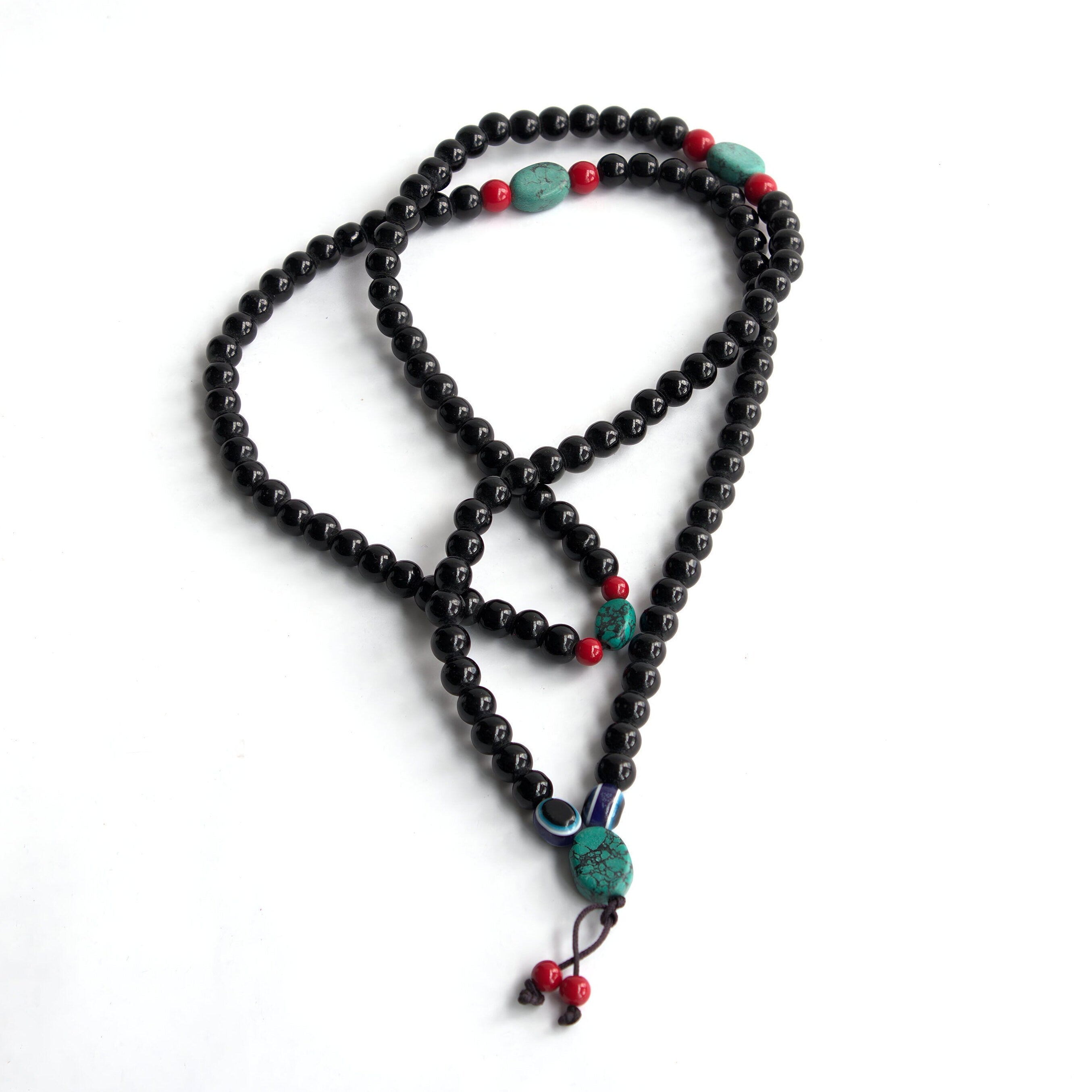 Black Obsidian Necklace: Handmade 108 Bead Mala