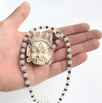 Bhairav Locket Choker: Hand-Knotted Monalisa Moonlight Beads, Spiritual Protection Necklace