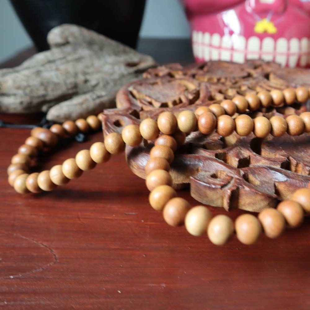 Authentic Sandalwood Meditation Necklace 108 Prayer Beads For Mantra Chanting