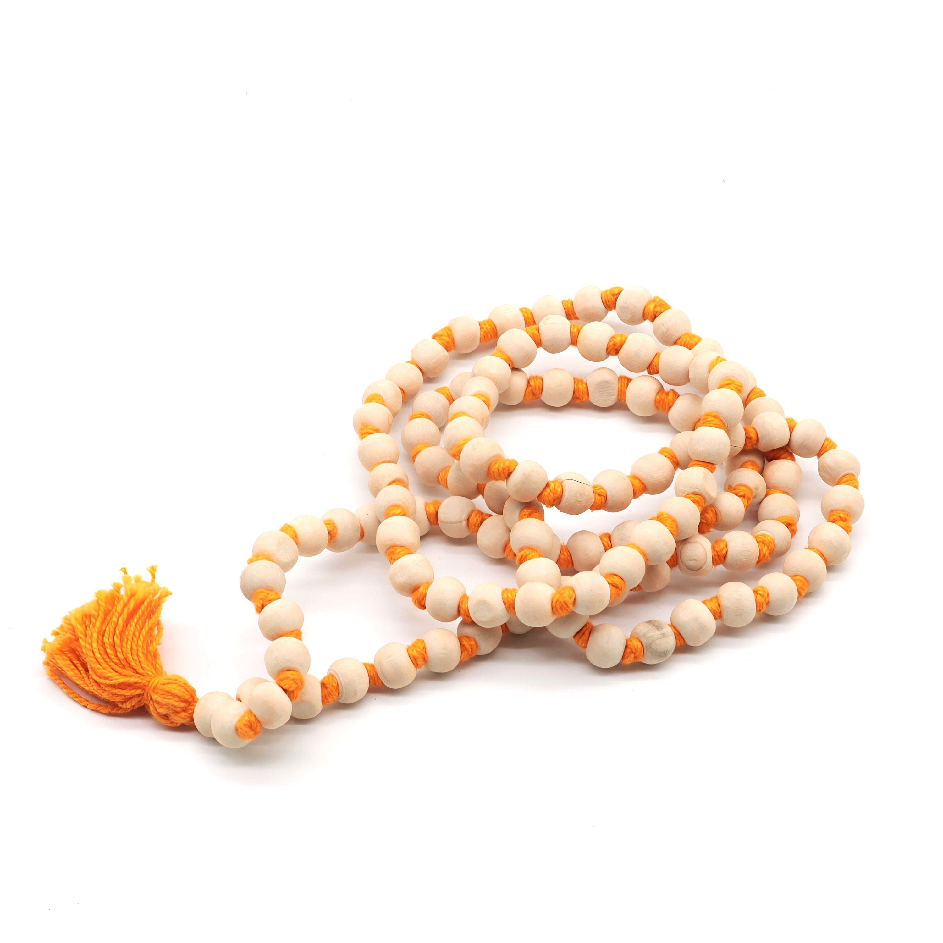 Natural Tulsi Bead Mala Necklace: Holy Kanthi Prayer Beads