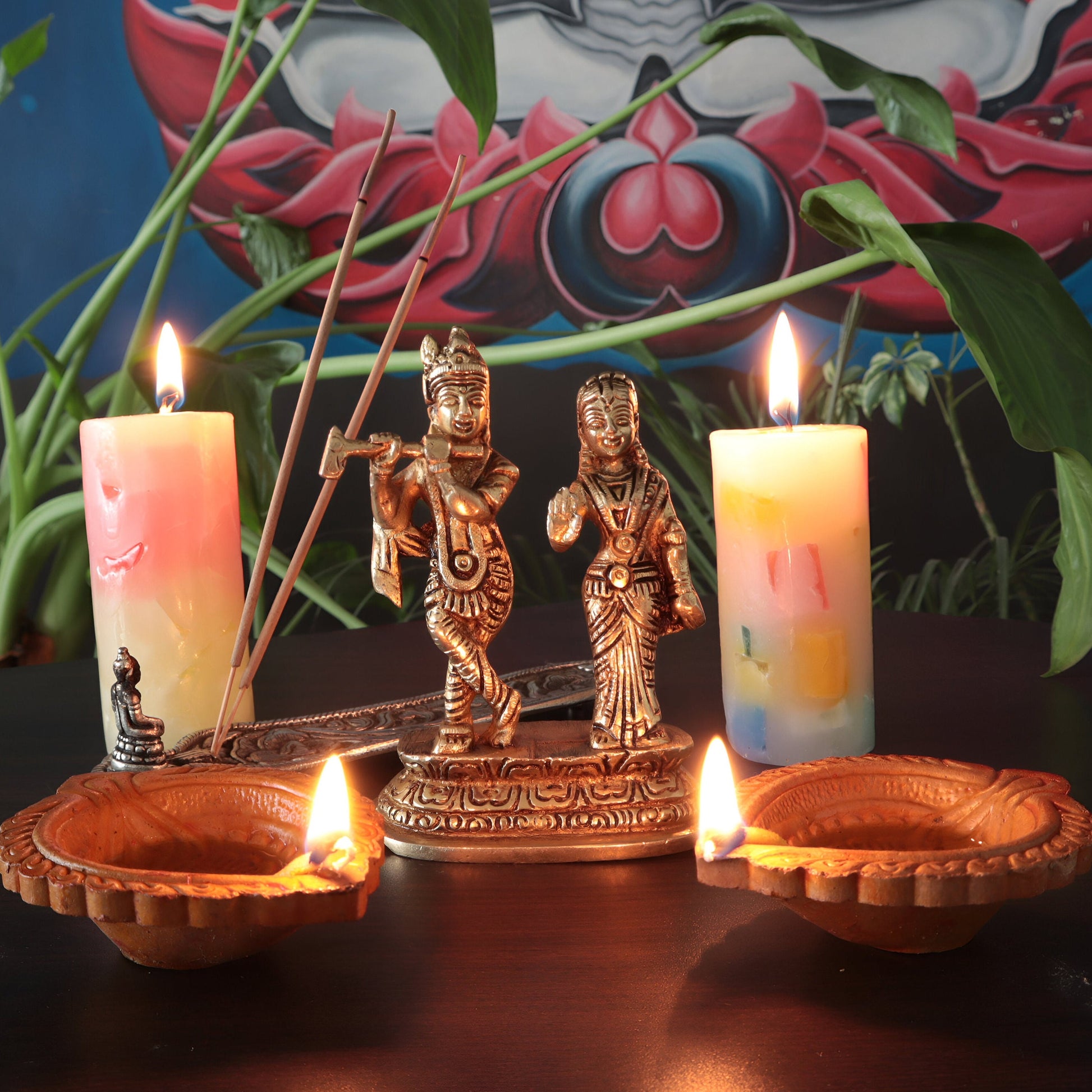 Brass Radha Krishna Statue: Handmade Hindu Idol, Nepal