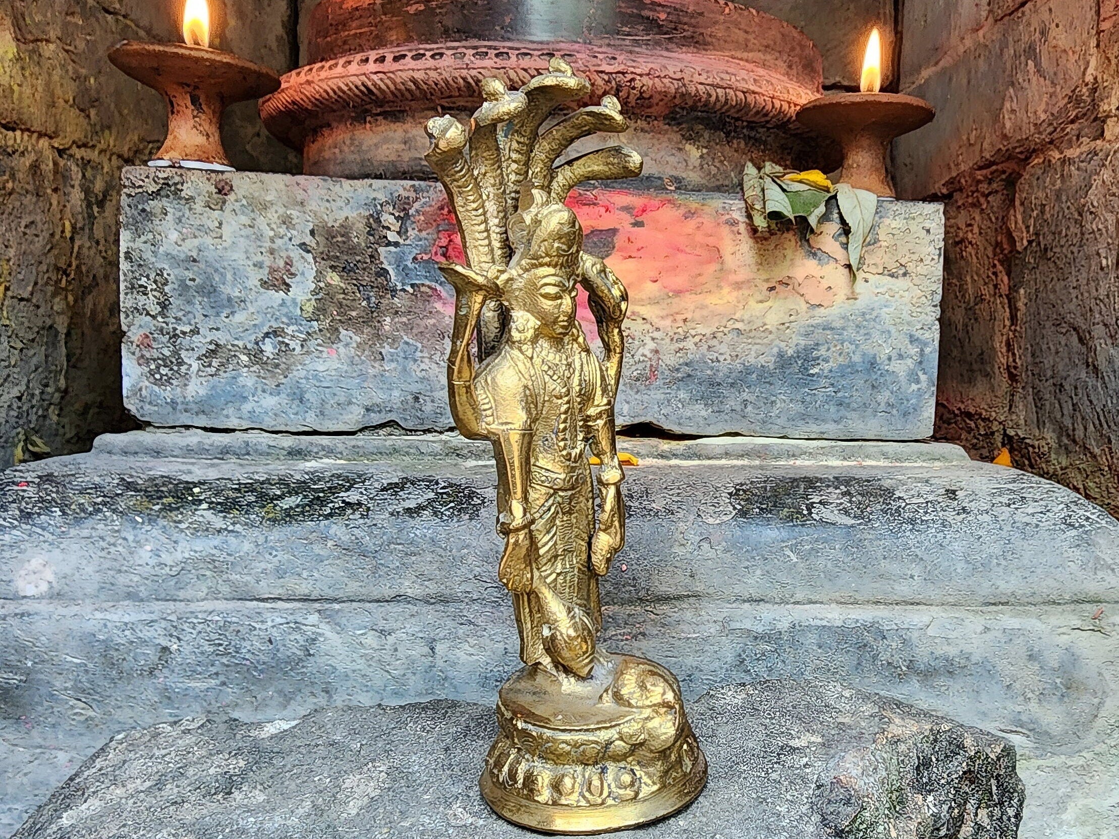 Brass Vishnu Statue: Hindu God of Protection