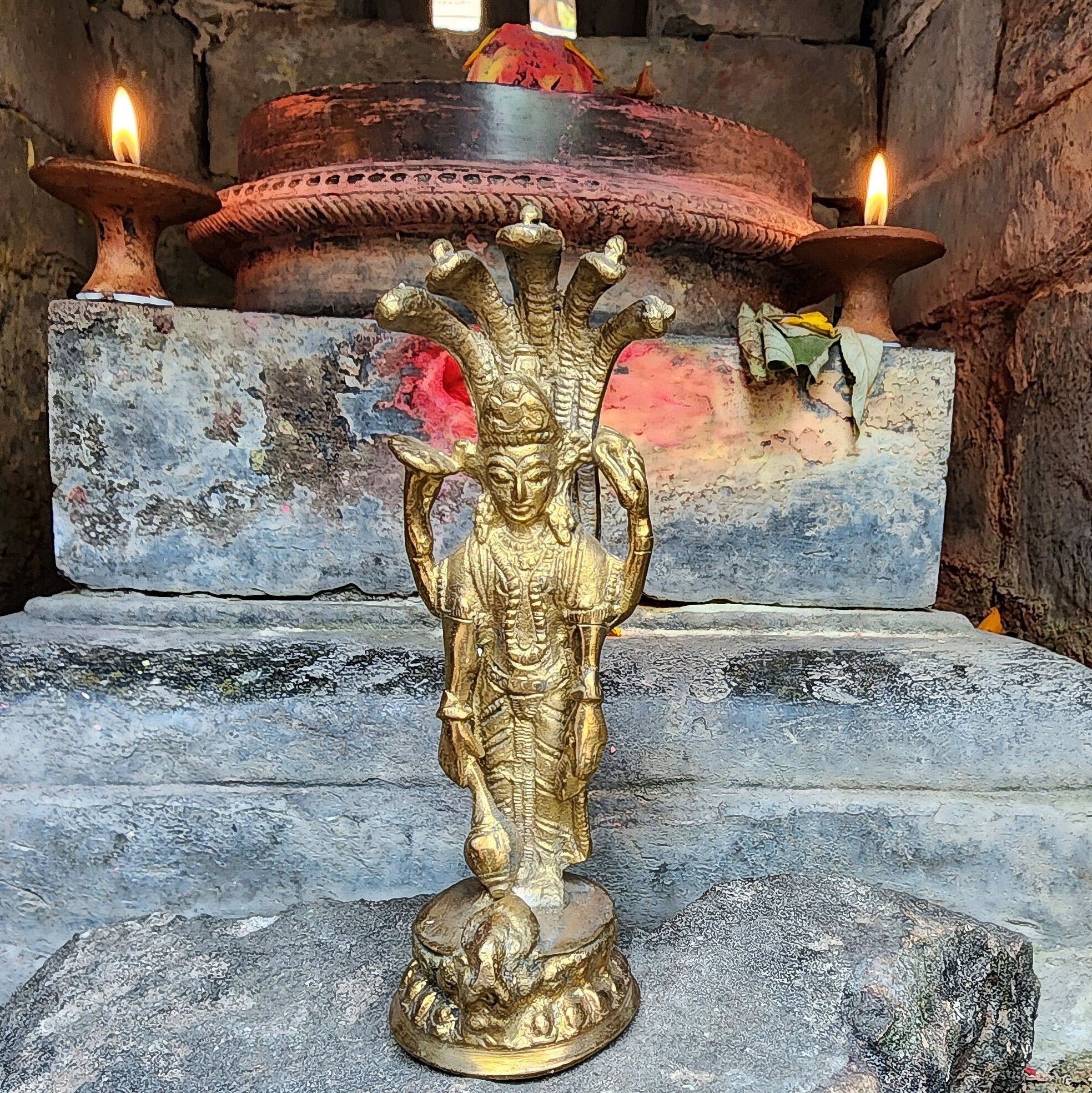 Brass Vishnu Statue: Hindu God of Protection