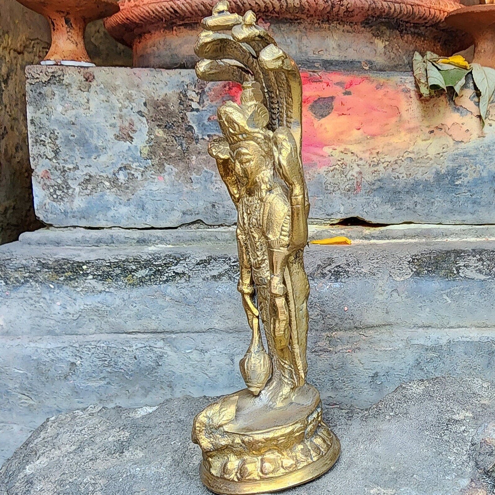 Brass Vishnu Statue: Hindu God of Protection