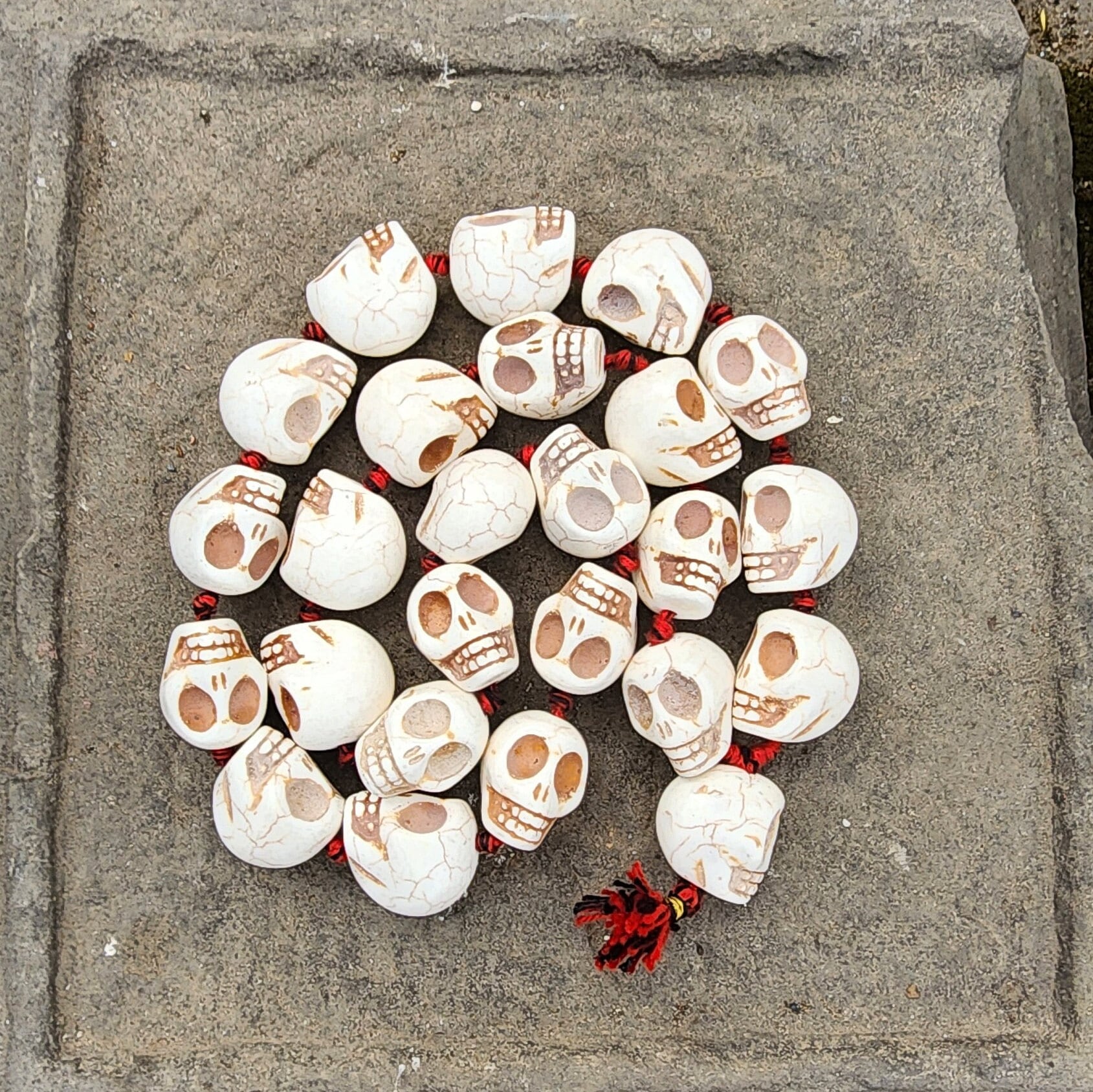 Howlite Skull Prayer Beads: Handmade Kali Mala, Nepal