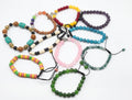 Set of 10 Handmade Crystal Healing Bracelets: Adjustable Boho Energy Jewelry