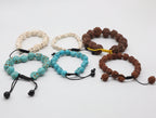 Shiva Kali Bracelet Set: Rudraksha Seed & Howlite Stone, Tibetan Jewelry