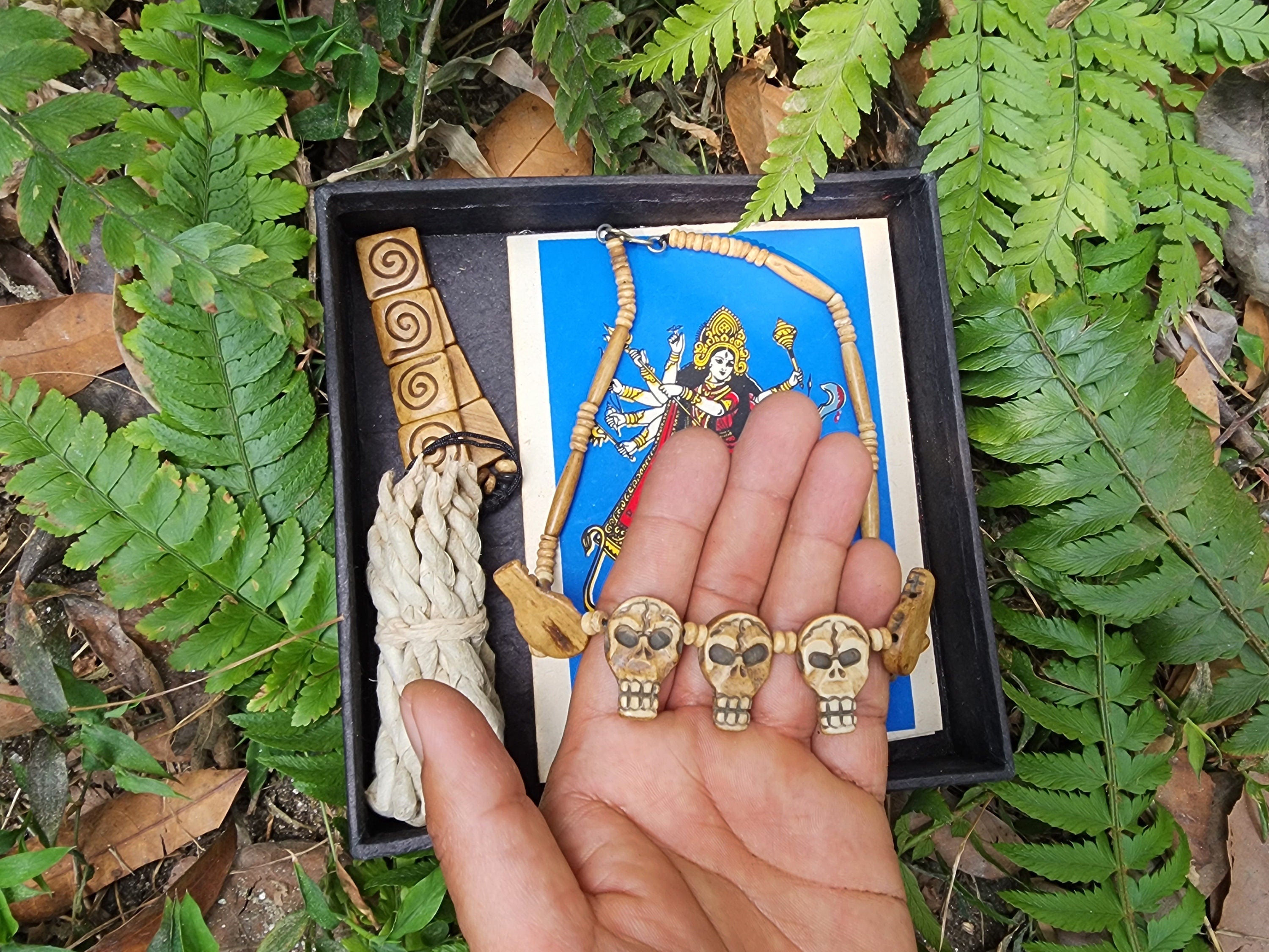 Handmade Bone Skull Choker & Bracelet Set: Spiritual Boho Gothic Jewelry
