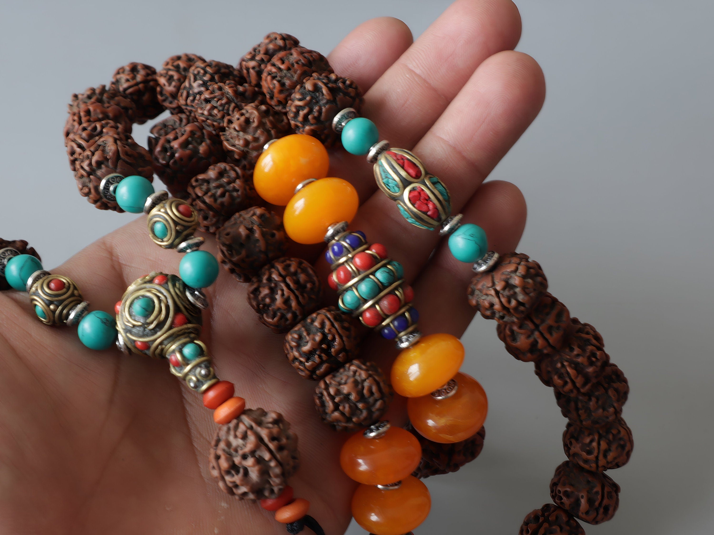 Peace and Protection; Tibetan Rudraksha With Natural Stones, Mother's Day Gift
