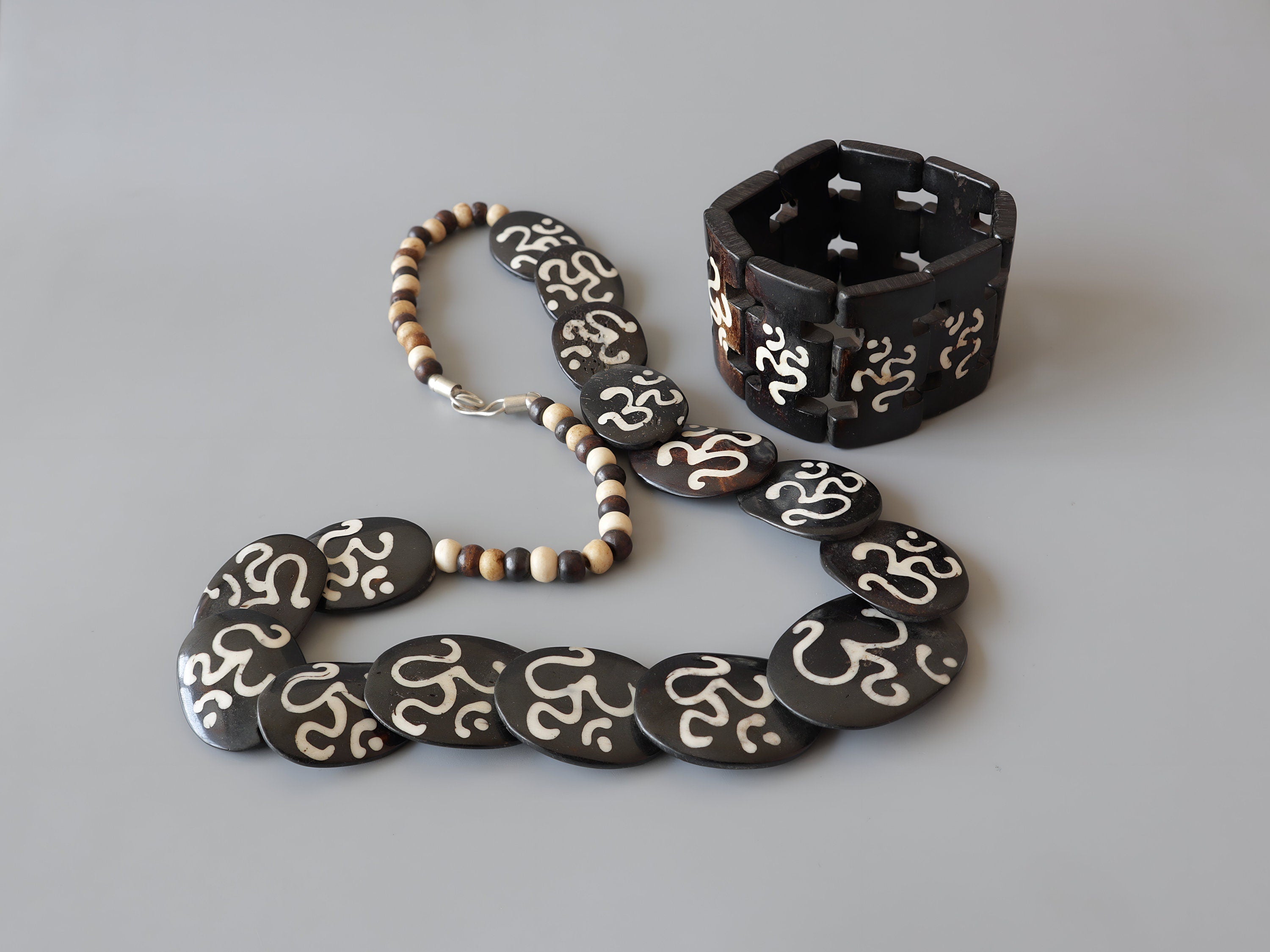 Handcrafted Tibetan Om Necklace and Bracelet Set