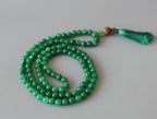 Green Jade Mala Necklace: 108 Prayer Beads, Handmade in Nepal
