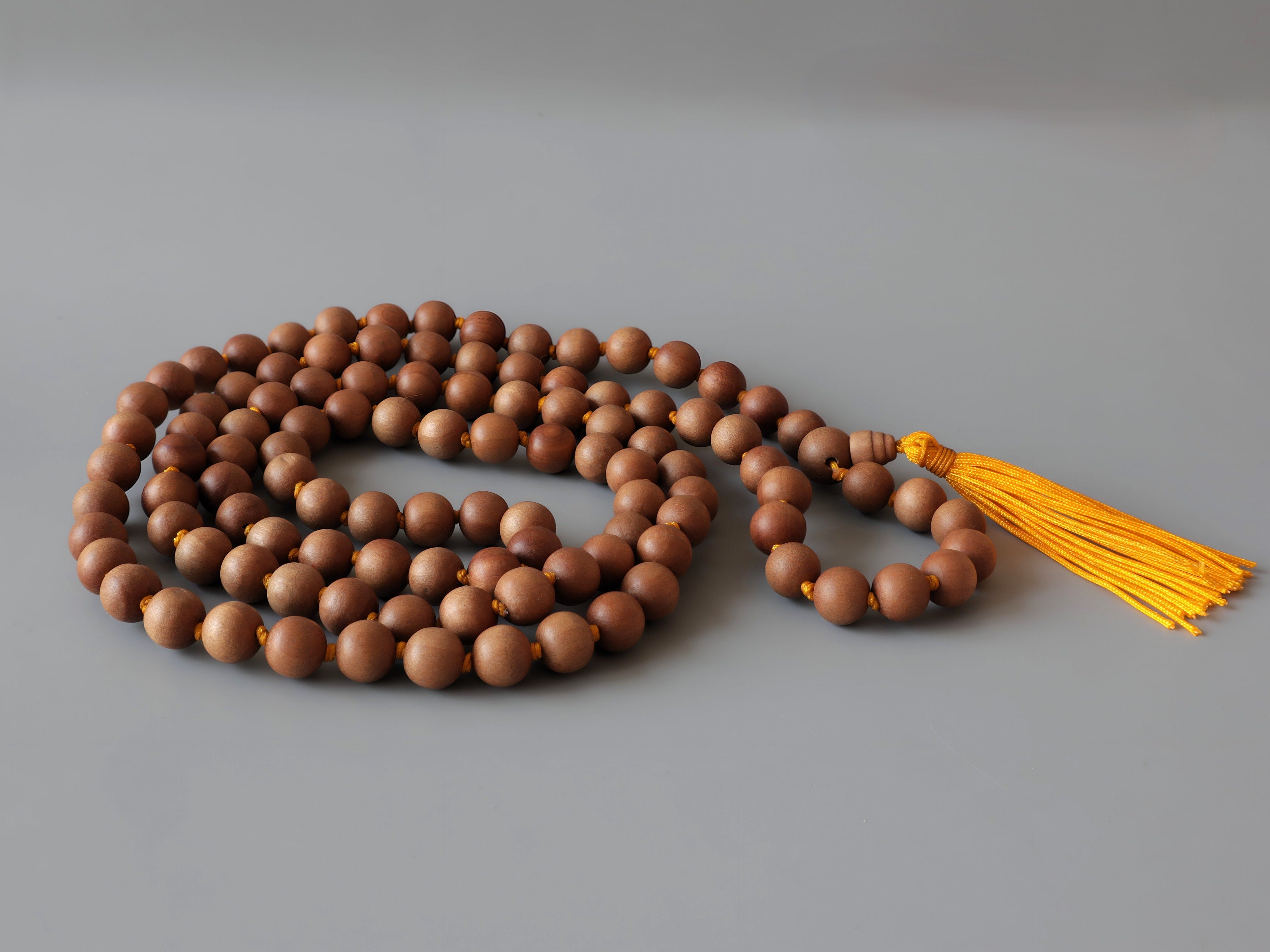 Natural Sandalwood Mala Necklace & Bracelet Set - Nepal Wood Beads