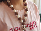 Om Kali Shiva Mala: Rudraksha, Howlite & Skull Prayer Beads