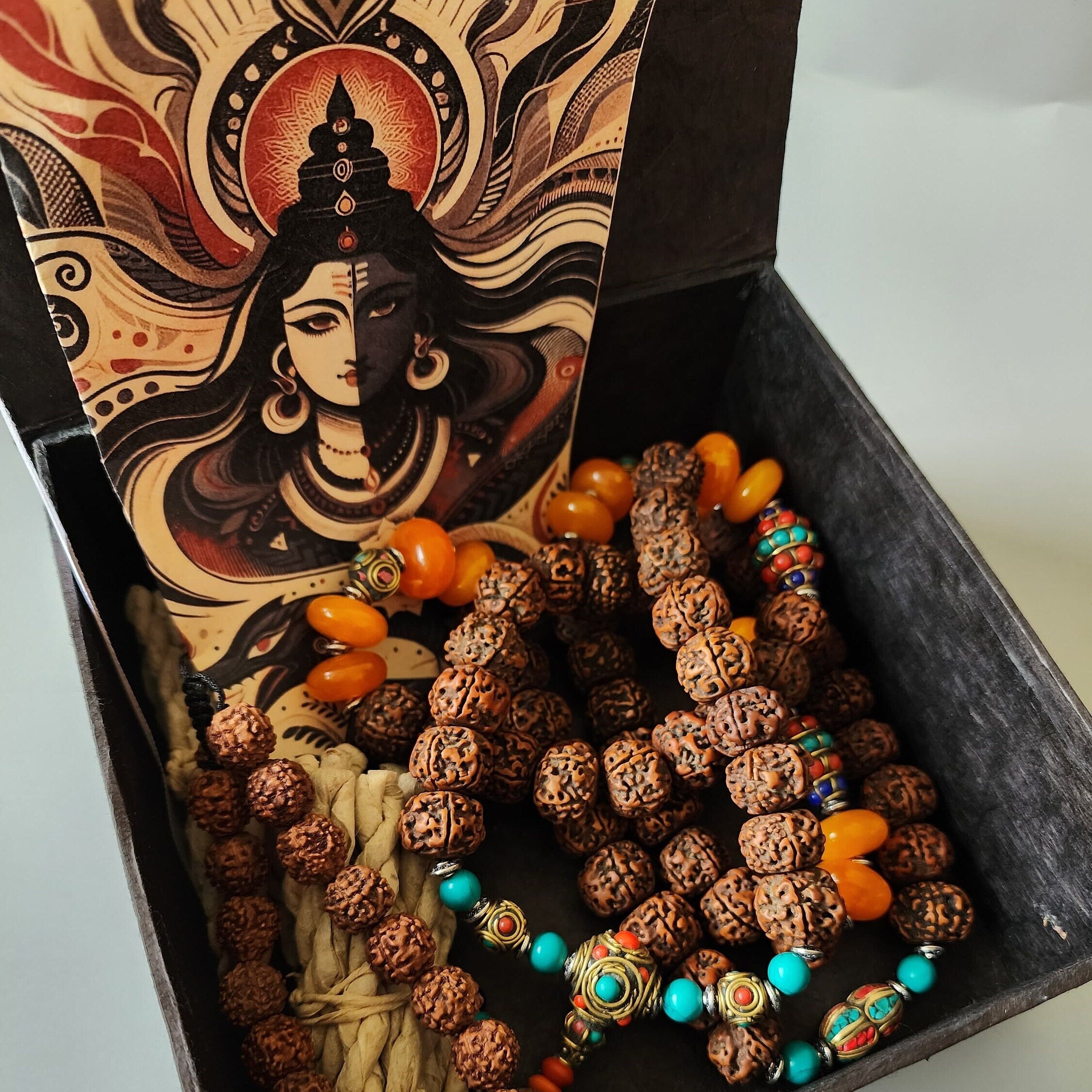 Peace and Protection; Tibetan Rudraksha With Natural Stones, Mother's Day Gift