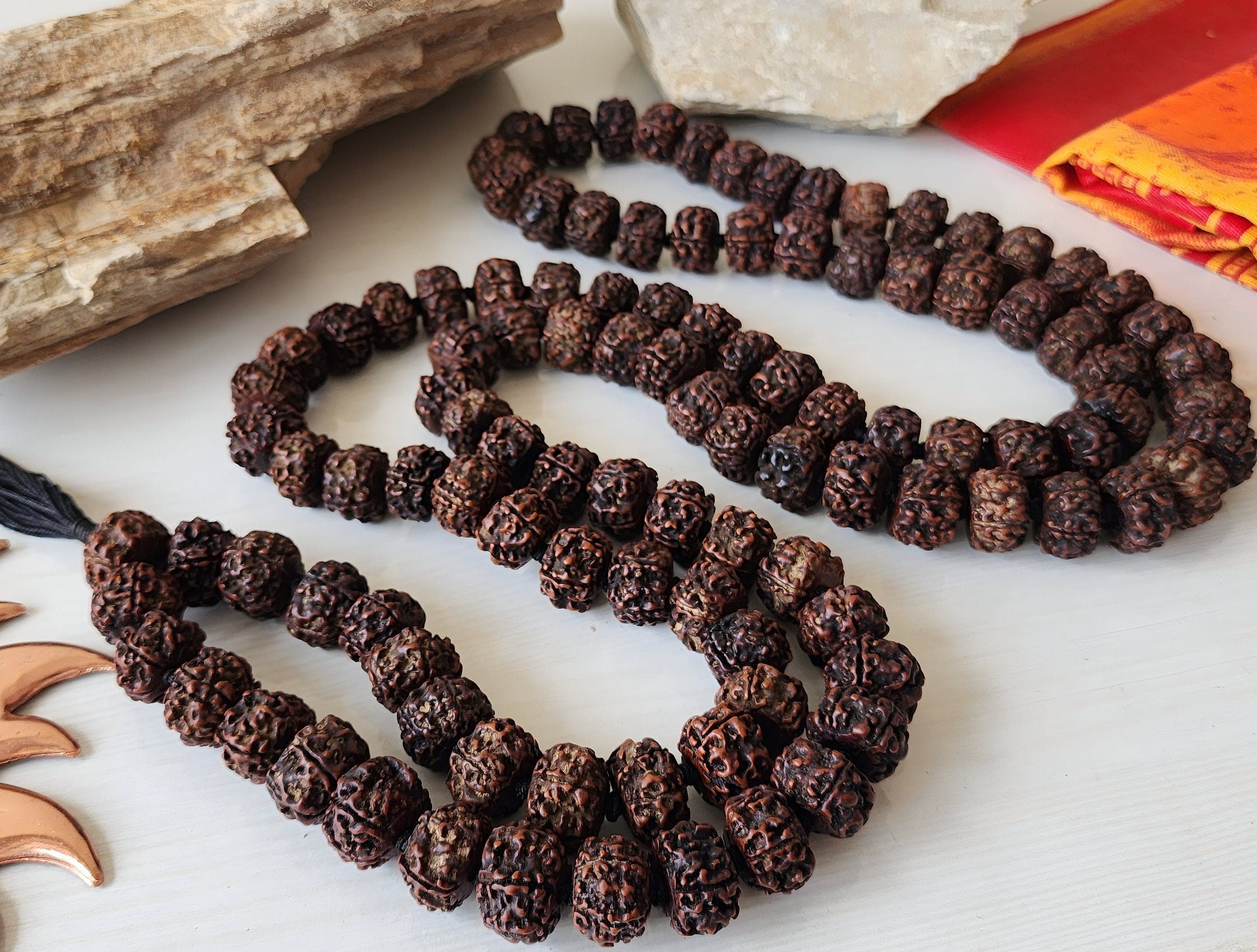 Tibetan Rudraksha Mala: 54/108 Japa Prayer Beads, Buddhist Meditation Gift