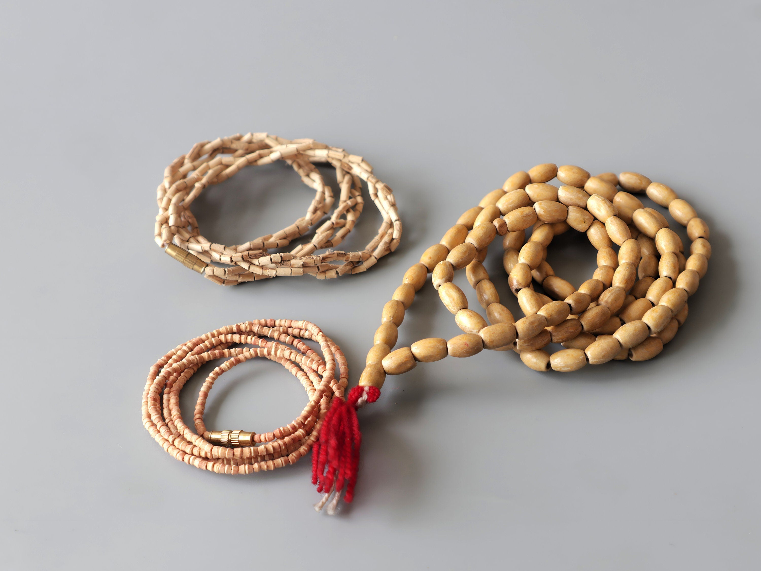 Tulsi Mala, Sacred Holy Basil Radha Krishna Necklace, Set of Three Tulasi Mala