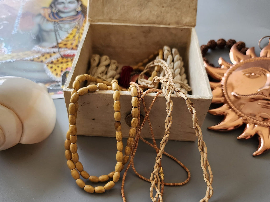 Tulsi Necklace Set Radha Krishna Japa Devotional Beads Mala