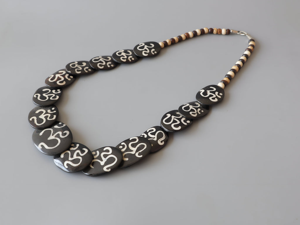 Tibetan Om Bone Necklace Old Design Spiritual Jewelry Nepal