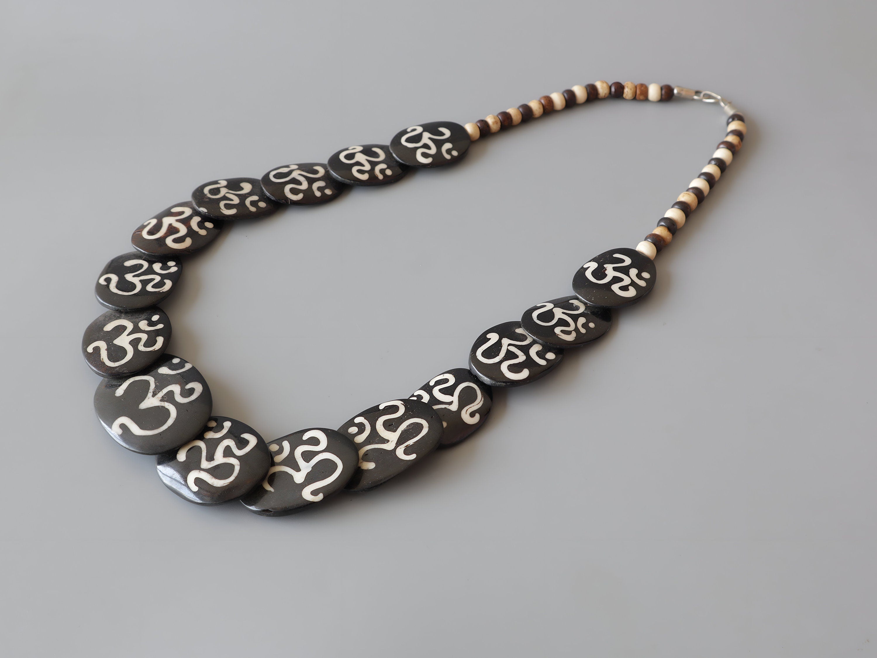 Tibetan Om Bone Necklace Old Design Spiritual Jewelry Nepal