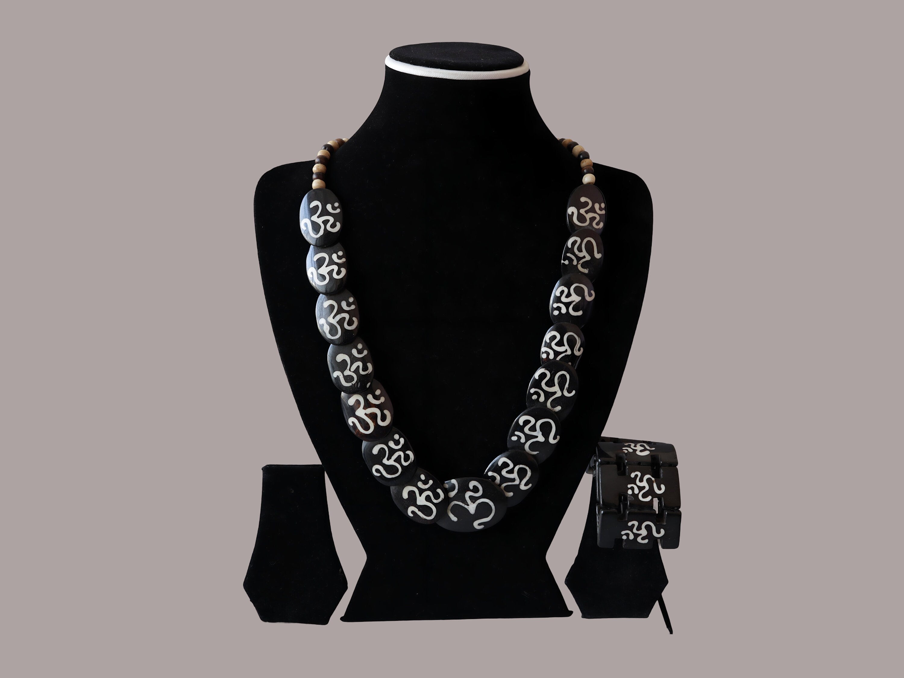 Handcrafted Tibetan Om Necklace and Bracelet Set