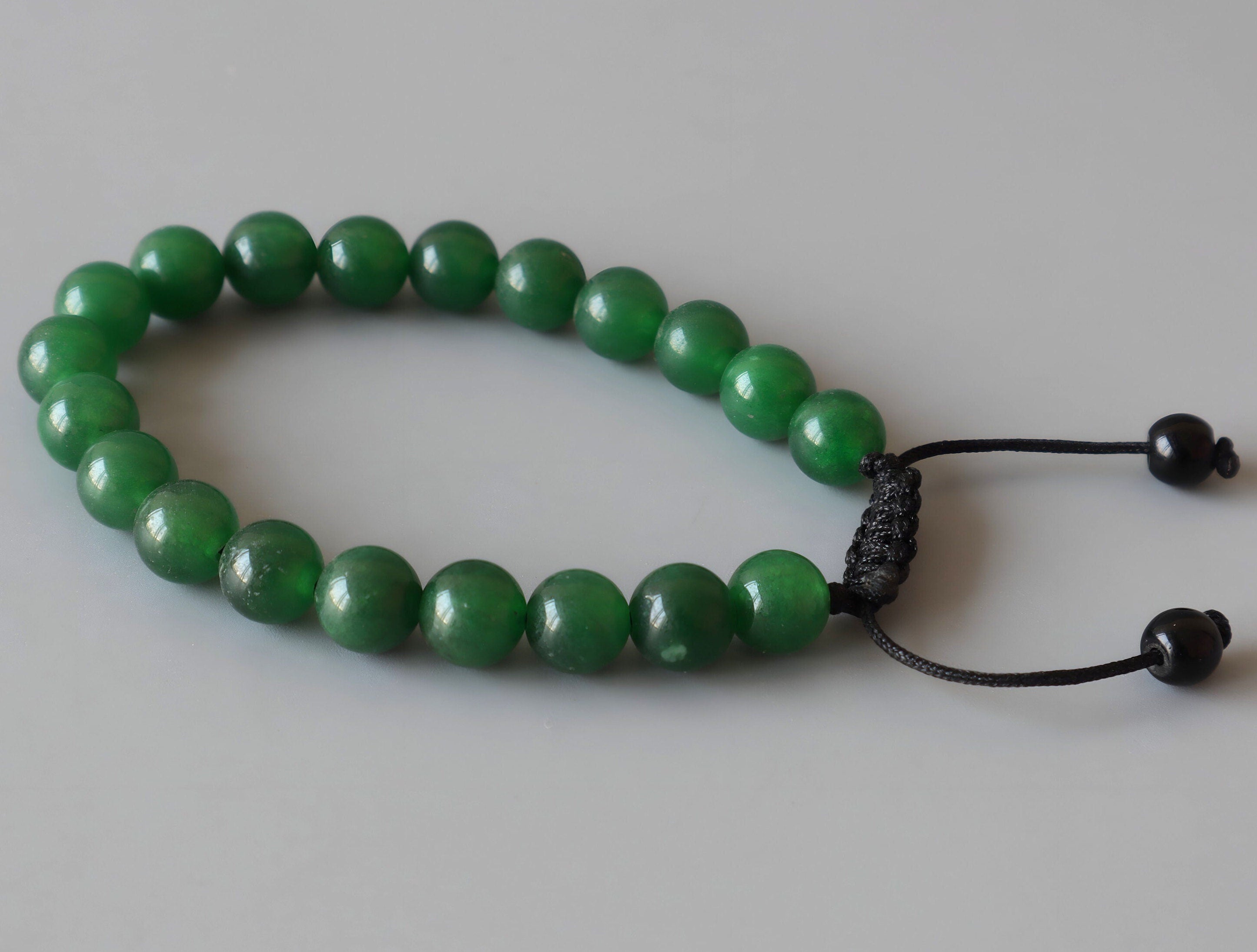 Green Jade Mala Necklace: 108 Prayer Beads, Handmade in Nepal