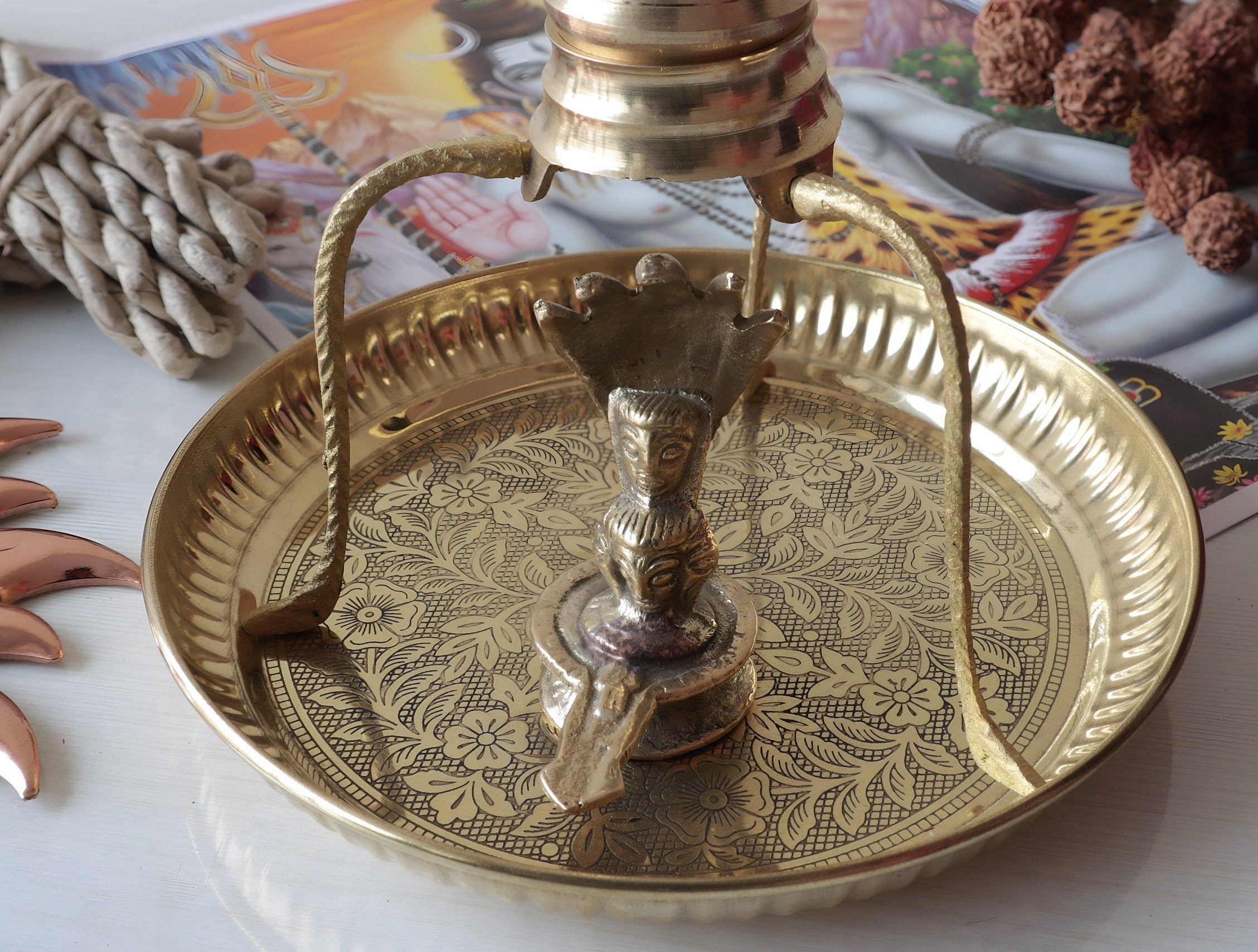 Lord Shiva Divine Puja Set: Brass Idol, Rudraksha Mala, Trishul & Yantra